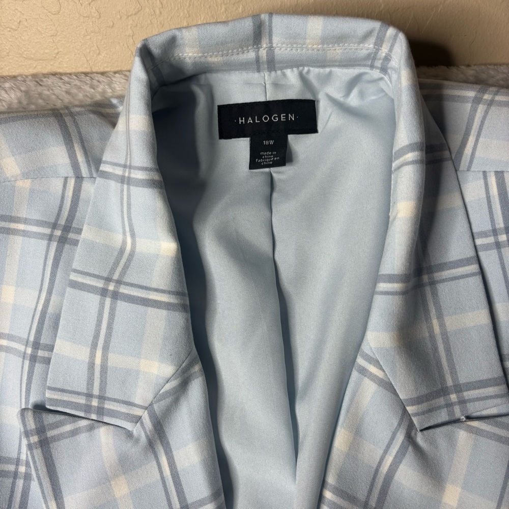 Halogen Plaid Single Button Blazer Skywriting Blu… - image 6